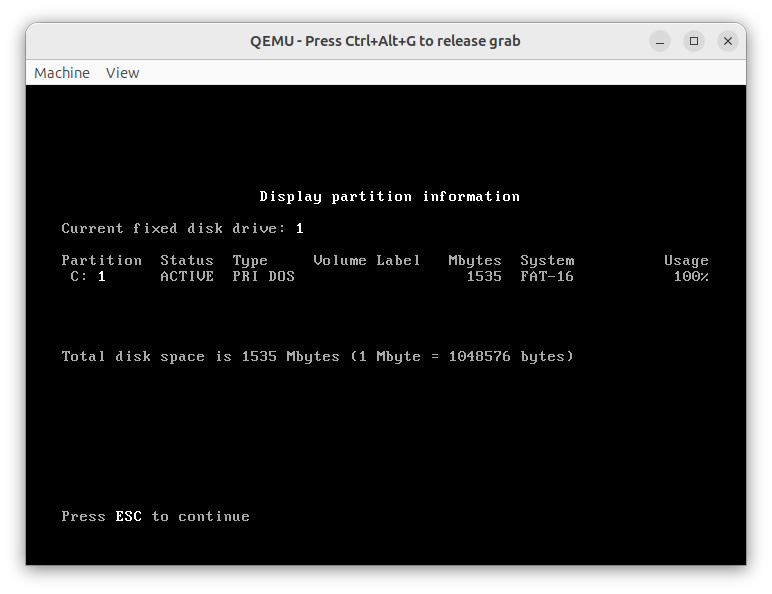 FDISK details