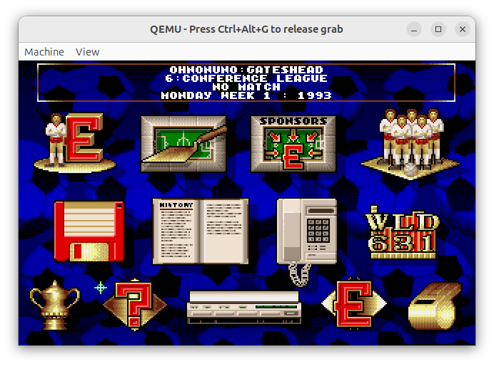 Premier Manager 2 in FreeDOS